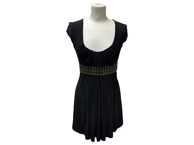 Autre Marque Vestido Negro con Cintura Nero Pelle  ref.1345752