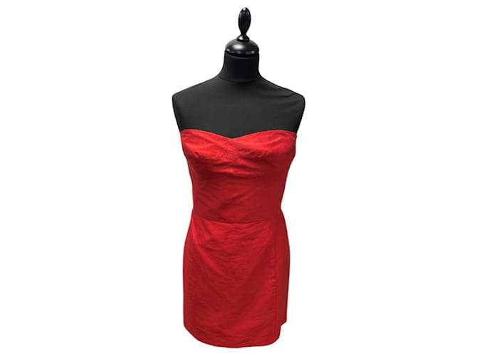 Ralph Lauren Vestido Rojo de Palabra de Honor Rosso Seta  ref.1345757