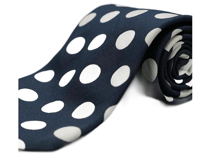 Autre Marque Corbata Negra con Topos Blancos Nero