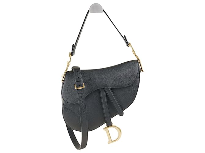 Dior Saddle Bag w Strap Black Leather  ref.1345807