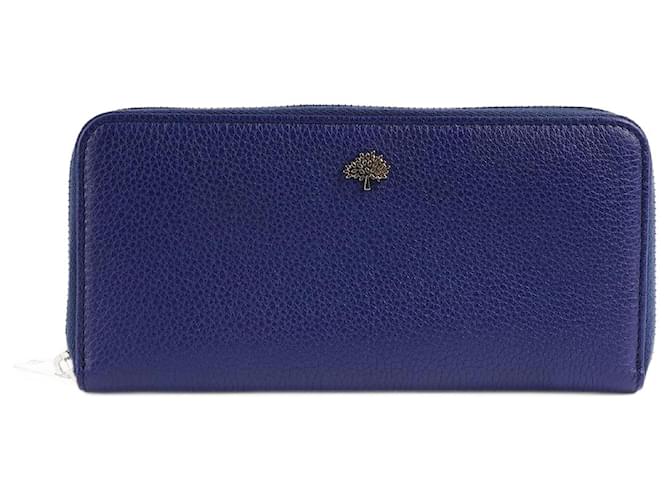 Mulberry 8 Card Zip Around Wallet Blue Leather  ref.1345812