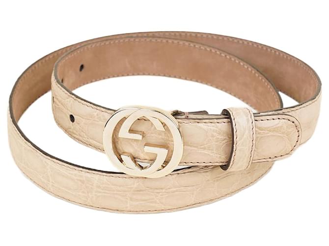 Gucci Interlocking G Belt 80 Beige Leather  ref.1345831