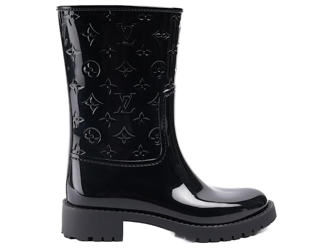 Louis Vuitton Drops Meia Botas Rasas 37 Preto Borracha  ref.1345857