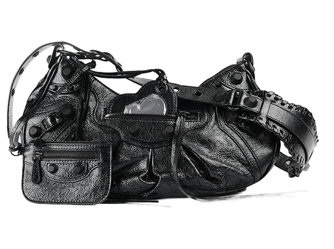 Everyday Balenciaga Le Cagole Small Shoulder Bag Black Leather  ref.1345885