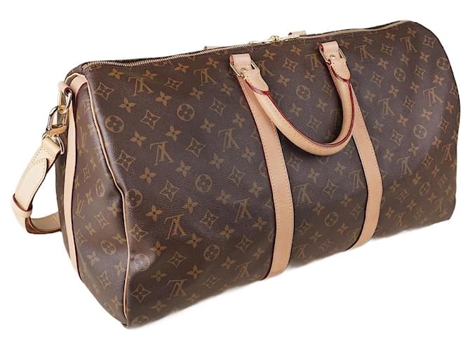 Louis Vuitton keepall 50 Bandouliere-Seesack Braun Leinwand  ref.1345914