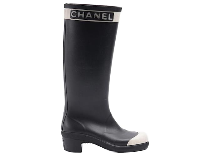 Chanel Rubber rain boots 37 Black  ref.1345932