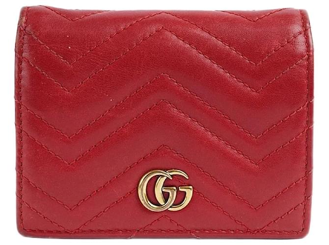 Gucci Étui à cartes Marmont Cuir Rouge  ref.1345944