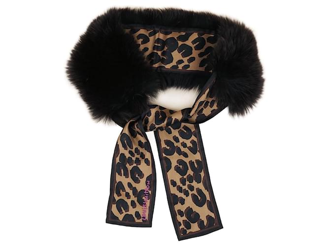 Louis Vuitton Leo Fur Bandeau Scarf Brown Silk  ref.1345953