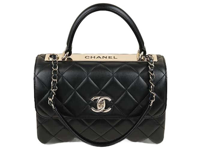 Chanel Kleiner CC Trendy Top Handle Schwarz Leder ref.1346010 Joli Closet