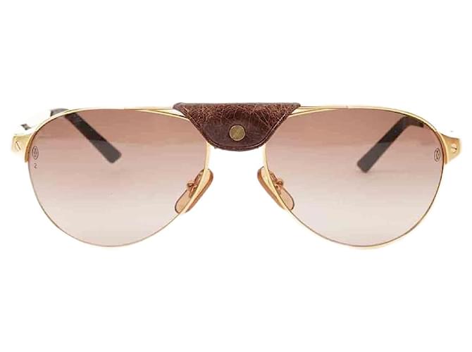 Santos De Cartier Aviator Sunglasses Brown Cloth  ref.1346027