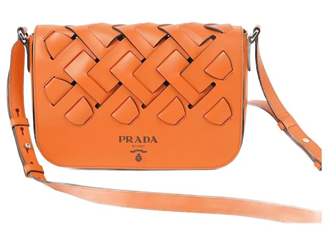 Prada Tress Shoulder Bag Orange Leather  ref.1346044