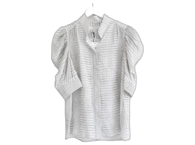Frame Denim Frame Gillian python print silk blouse White  ref.1346132