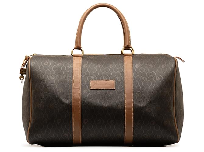 Dior Brown Honeycomb Boston Bag Dark brown Cloth Cloth  ref.1320759