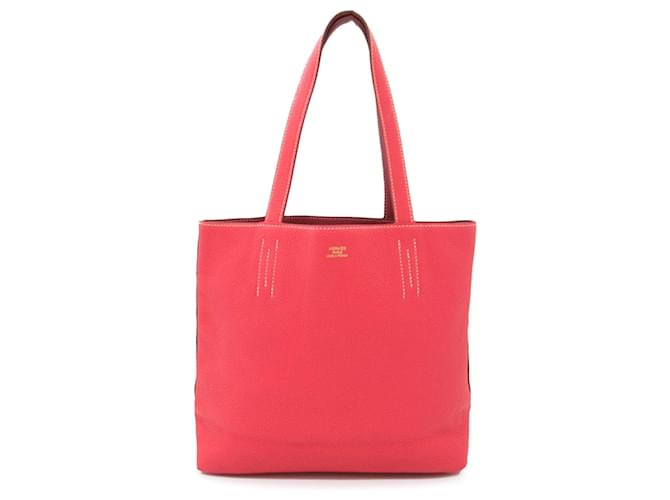 Double sens Hermès Red Taurillon Clemence forrado Sens 28 Couro Bezerro-como bezerro  ref.1321102