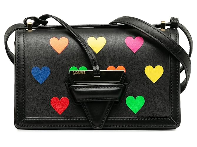 Borsa a tracolla LOEWE nera piccola Barcelona Hearts Nero Pelle Vitello simile a un vitello  ref.1324482