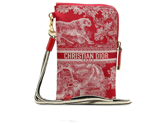 Bolsa multifuncional Dior Red Toile de Jouy DiorTravel Vermelho Nylon Pano  ref.1335677