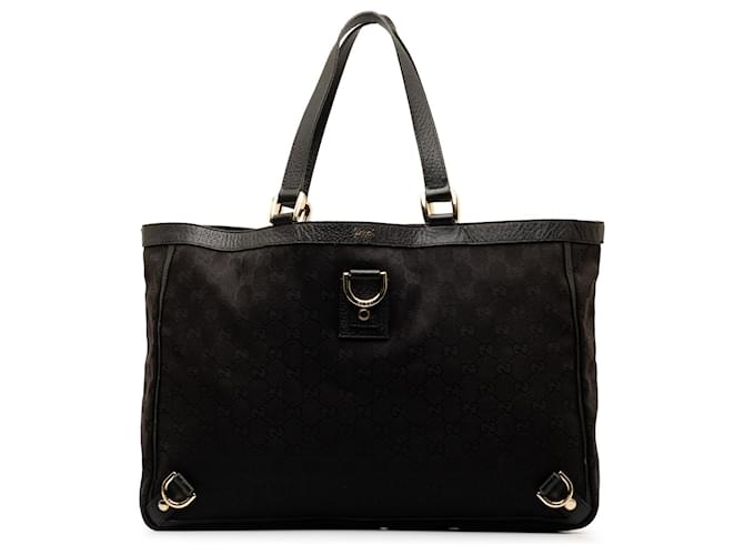 Gucci Black GG Canvas Abbey D-Ring Tote Bag Pony-style calfskin Cloth  ref.1335709
