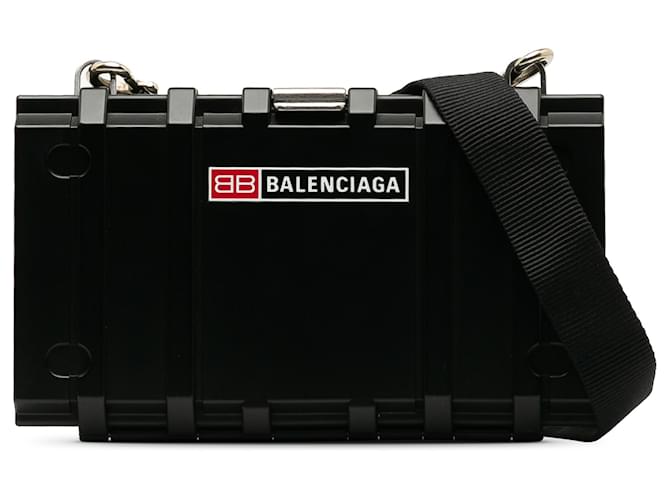 Borsa a tracolla con pochette Toolbox nera di Balenciaga Nero Plastica  ref.1336110