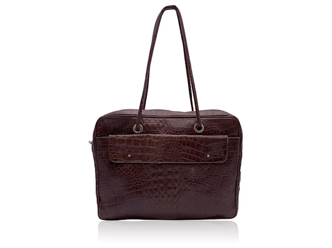 Autre Marque Vintage Brown Embossed Leather Shoulder Bag  ref.1342824