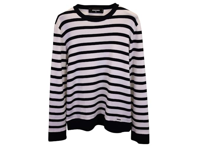 Dsquared2 Striped Sweater in Black and White Cotton  ref.1342838