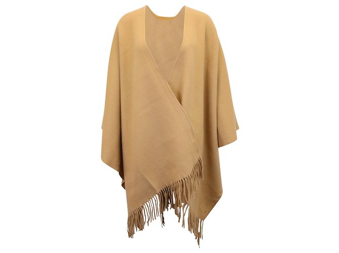 Acne Studios Fringed Poncho in Brown Wool