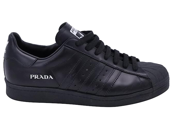 Prada x Adidas Superstar Sneakers in Black Leather White  ref.1342872