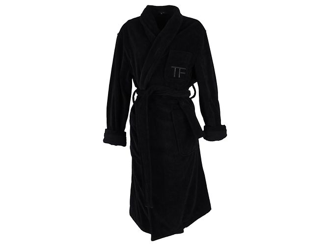 Accappatoio con collo sciallato Tom Ford in cotone nero