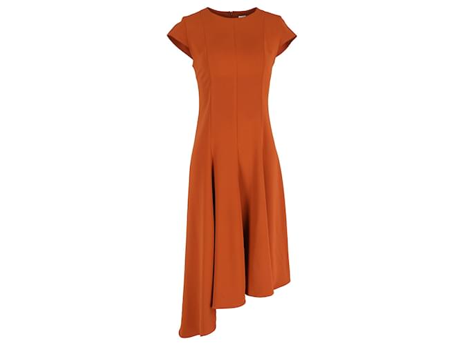 Iris & Ink Alexandra Asymmetric Crepe Dress In Orange Polyester  ref.1342930