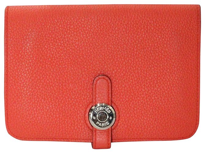 Portefeuille Compact Hermès Dogon en Cuir Orange