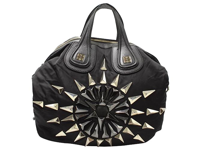 Bolso satchel Nightingale grande con tachuelas de Givenchy en cuero y nailon negro  ref.1342942