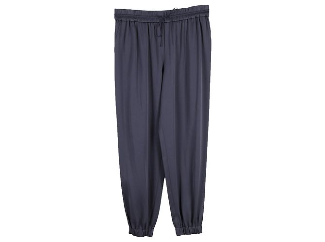Jason Wu Drawstring Pants in Navy Blue Silk