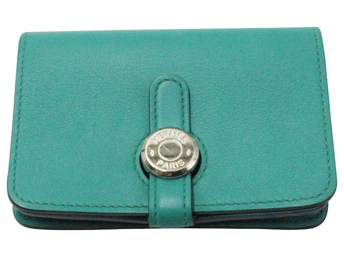 Hermès Dogon Card Holder in Turquoise Leather  ref.1342953
