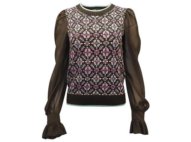 Maje – Maely – Pullover mit Geo-Print aus schwarzer Wolle 