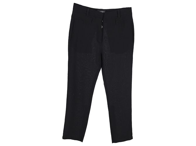 Calça de perna reta Ann Demeulemeester em lã preta Preto