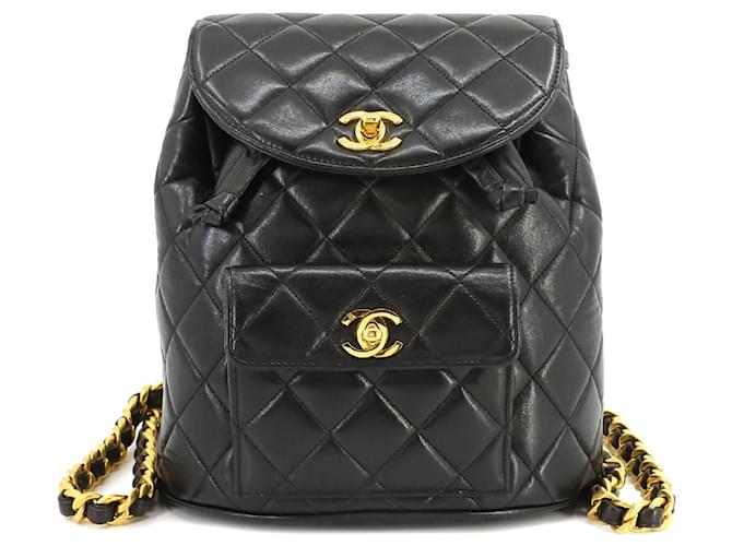 Timeless Chanel Matelassé Schwarz Leder  ref.1343492