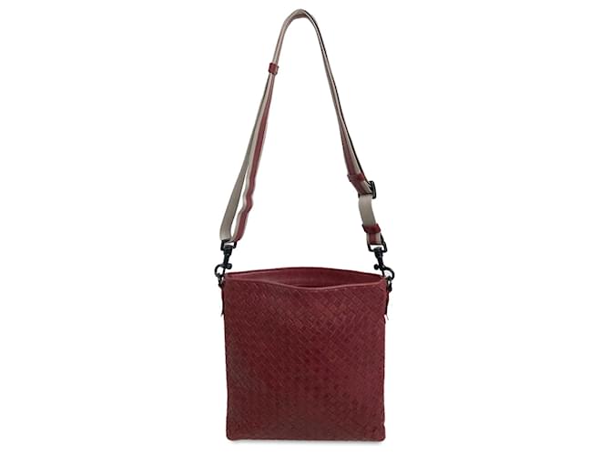 Bottega Veneta Red Intrecciato Nappa Flat Messenger Bag Leather  ref.1343680