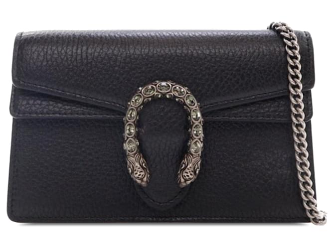 Bolso bandolera Gucci Super Mini Dionysus de cuero negro Becerro  ref.1343712