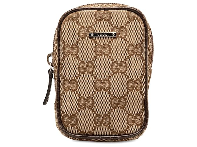 Portasigarette Gucci Brown GG Canvas Marrone Beige Tela Panno  ref.1343729