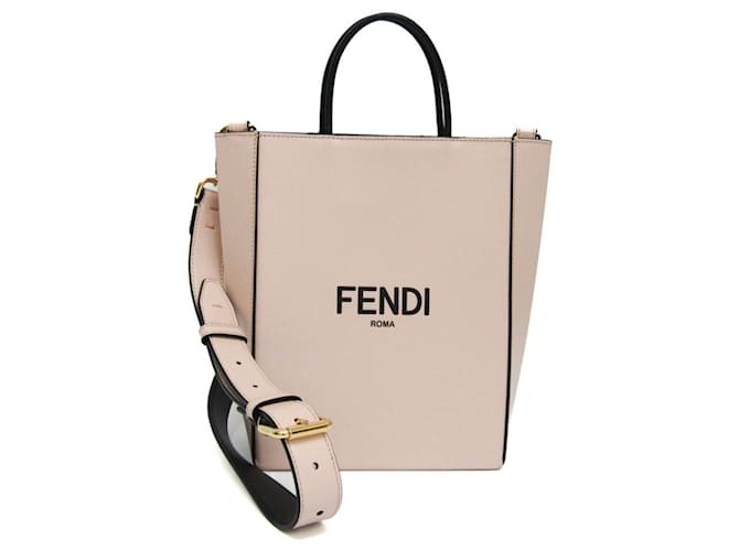 Fendi Logo shopper Beige Leather  ref.1344411