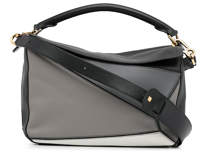 LOEWE Borsa puzzle tricolore media grigia Grigio Pelle Vitello simile a un vitello  ref.1345162