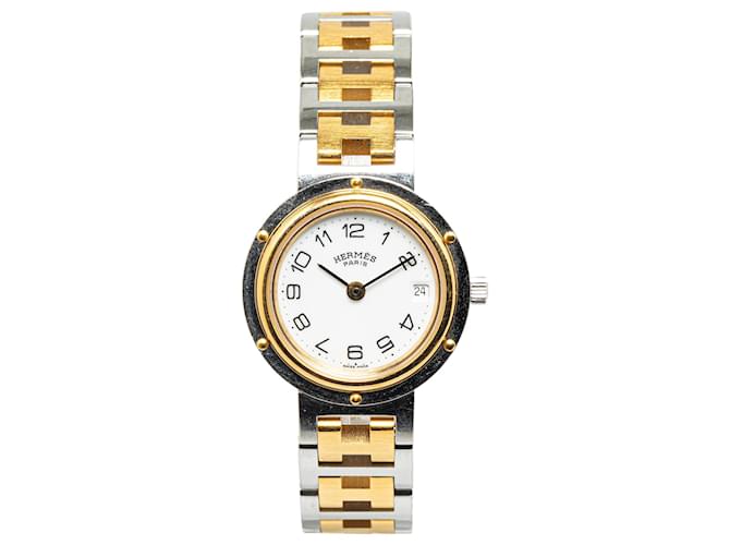 Hermès Reloj Hermes Clipper de acero inoxidable y cuarzo plateado Plata Metal  ref.1345230