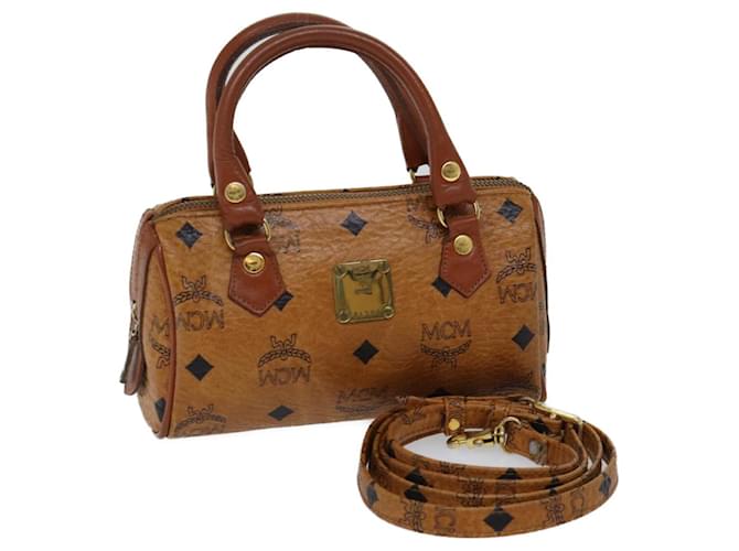 Bolsa de Mão MCM Vicetos Logogram Couro PVC 2maneira Brown Auth 71347 Marrom  ref.1345340