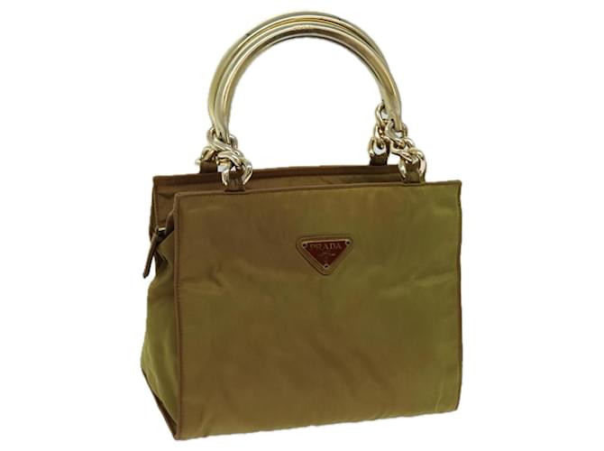 PRADA Chain Hand Bag Nylon Khaki Auth 70956  ref.1345406