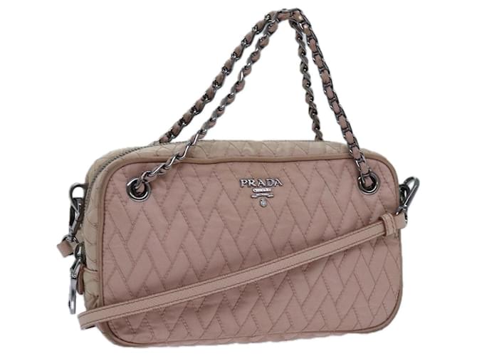 PRADA Quilted Hand Bag Nylon 2way Pink Auth bs13603  ref.1345445