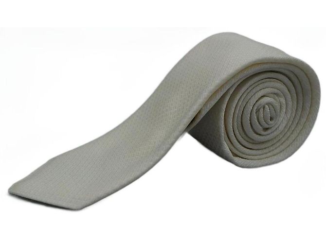 Autre Marque Corbata Blanca con Diseño a Cuadros Bianco