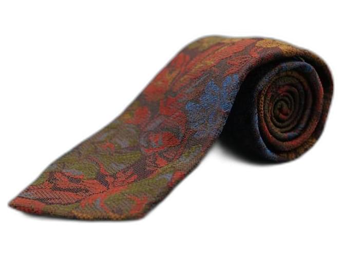 Ermenegildo Zegna Corbata Marrón con Diseño de Flores Brown Wool  ref.1345536