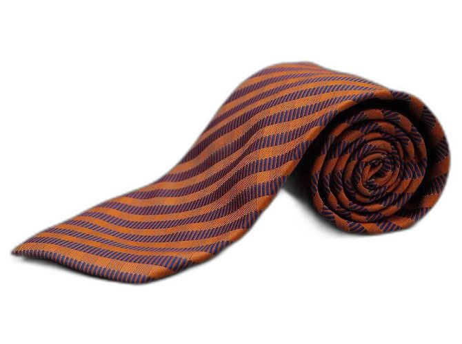 Autre Marque Corbata Naranja a Rayas Azules Arancione
