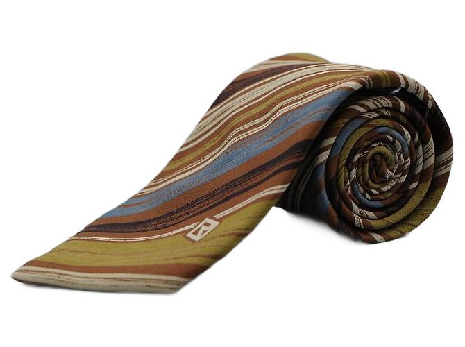 Autre Marque Corbata Marrón a rayas Marrone 