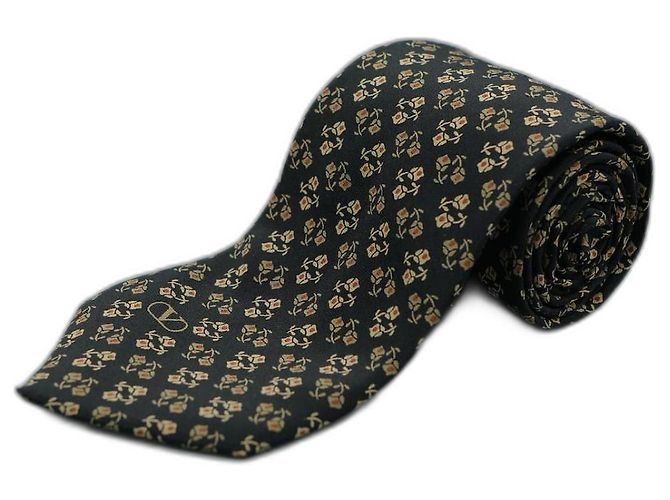 Valentino Garavani Corbata Negra con Flores Nero