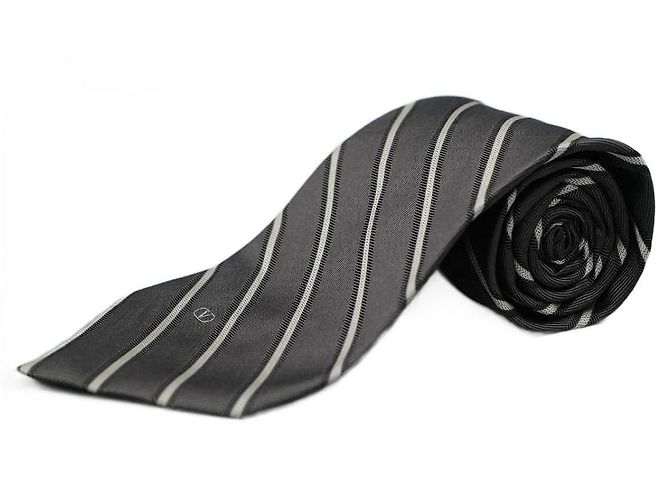 Valentino Garavani Corbata Negra a Rayas Blancas Black